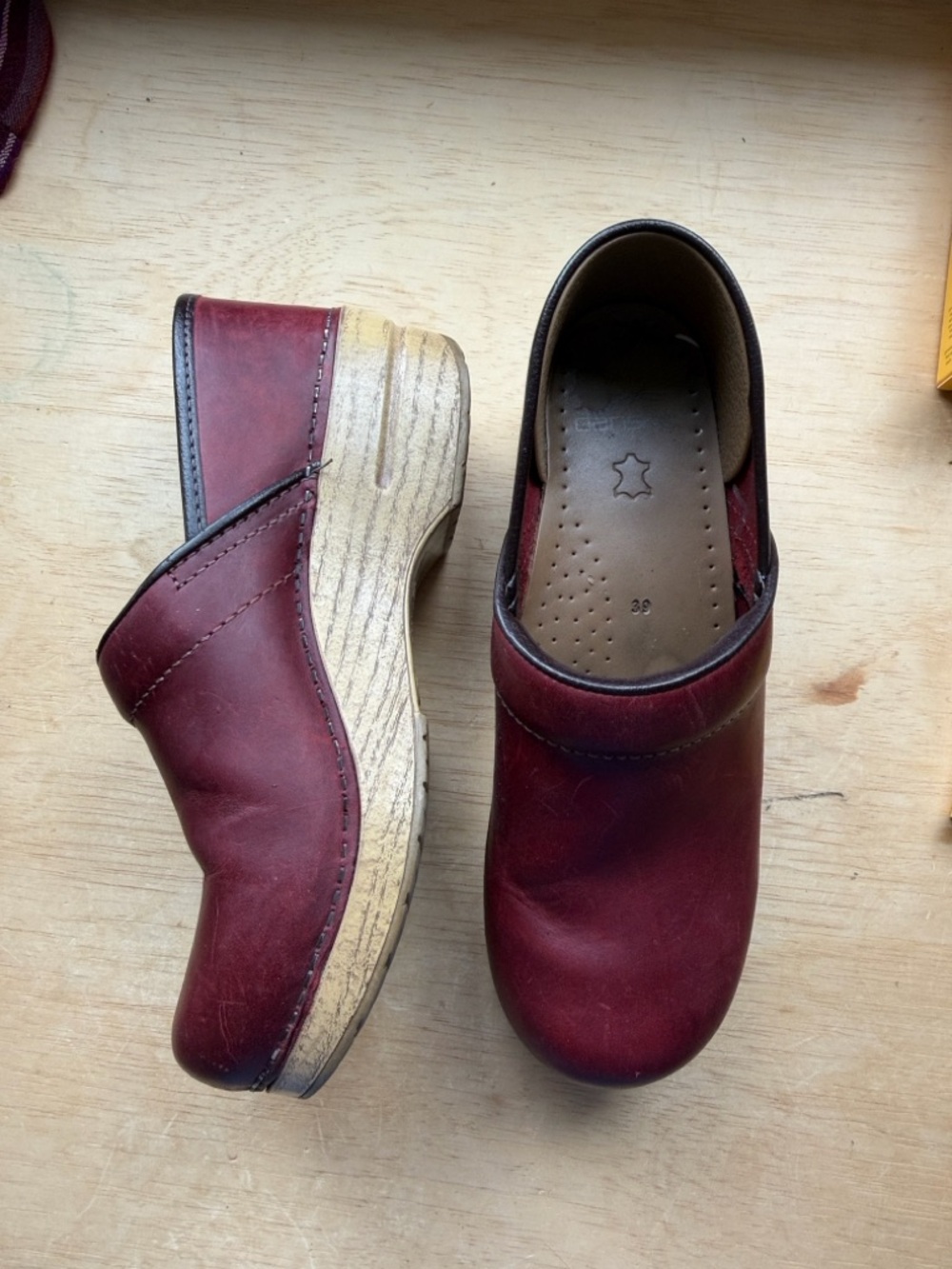 Dansko Burgundy Leather Clogs